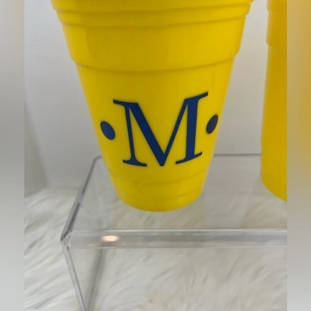 NEW Double Wall Insulated Party Cups Set of 2 Monogrammed “M” Reusable Beer Pong